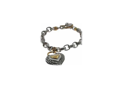 Two Tone Plated Womens Hip Hop Charm Bracelet